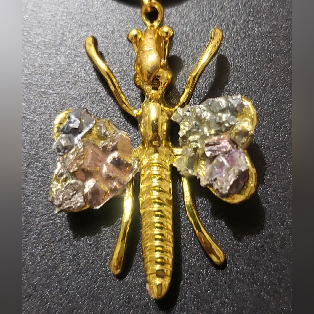 Bismuth Dragonfly Pendant Necklace
